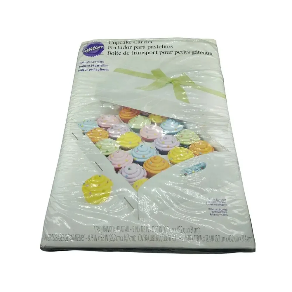 Wilton Folding Tray Cupcake Carrier White Holds 24 Cupcakes, New Open Package